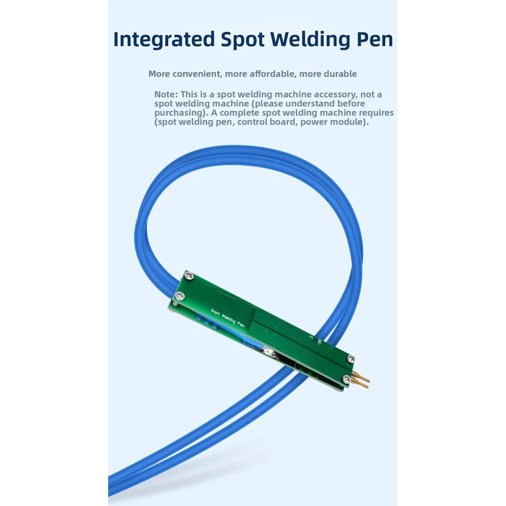Flexible silic wire spot welding pen with copper electrode tip for strong current flow and easy handed operation