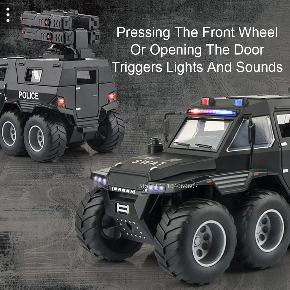 1:24 스케일 아브토로스 스피노사우루스 장갑차 모델 장난감 금속 다이캐스트 사운드 라이트 도어 오픈 풀백 어린이 선물용