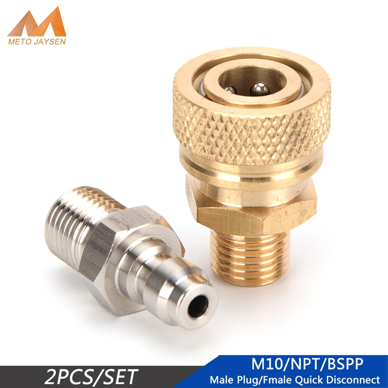 

2pcs Quick Disconnect Connect Fittings and Couplers Set NPT Quick Release Couplings Air Refilling M10x1 BSPP 4500psi Air Pumps