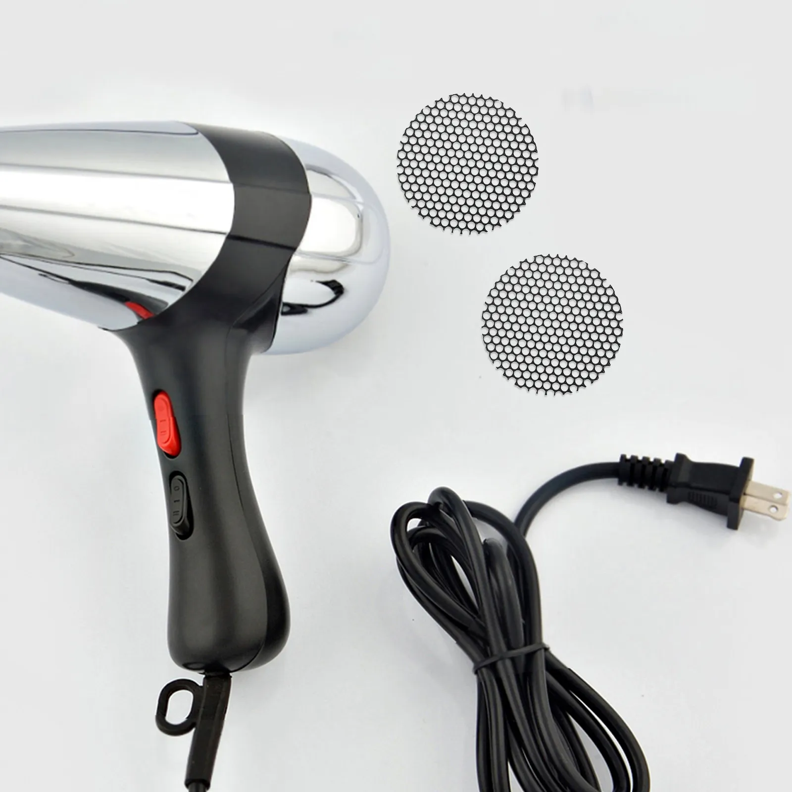 2Pcs Hair Dryer Rear Cover Black Protective Mesh Screen End Cap Nylon Blow Dryer Grille Replacement Back Casing Dust Filter