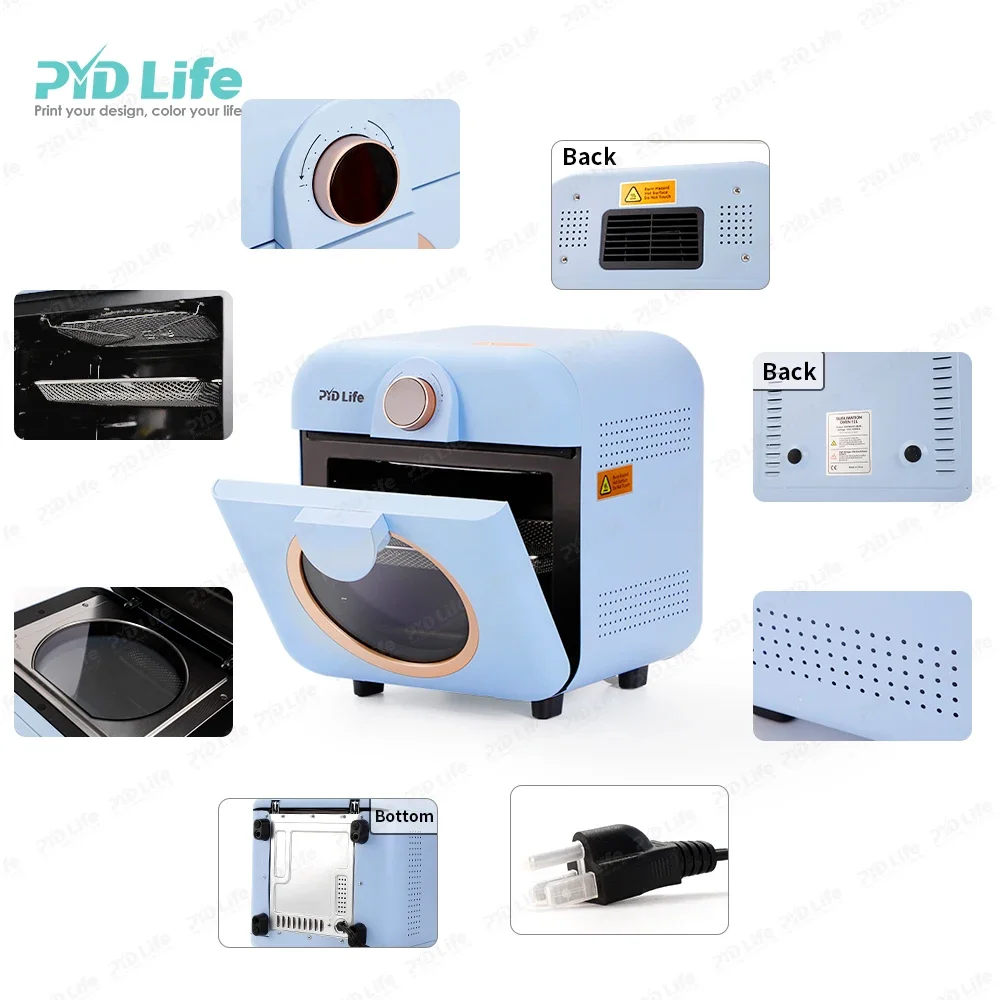 PYD Life 12L Blue Mini Transfer Mitt Blanks Tumbler Mug Vacuum Heat Press 3d Machine Sublimation Oven for Mugs