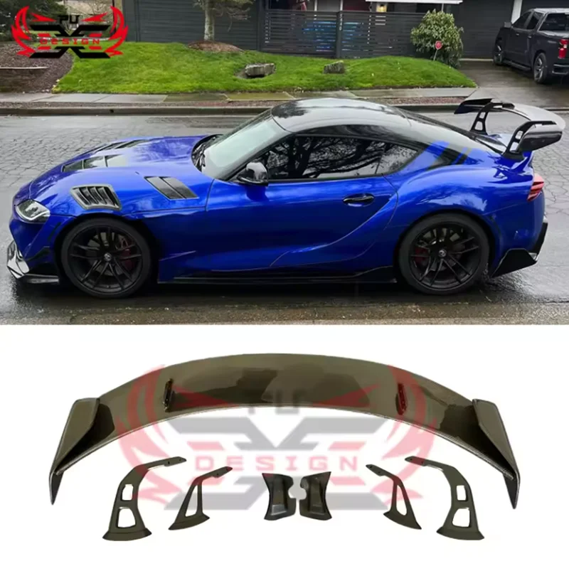 

Wet Carbon Fiber for Toyota GR Supra A90 A91 MK5 AT-R2 V2 upright Wing Rear Spoiler Trunk Lip Flap Performance Body Kit