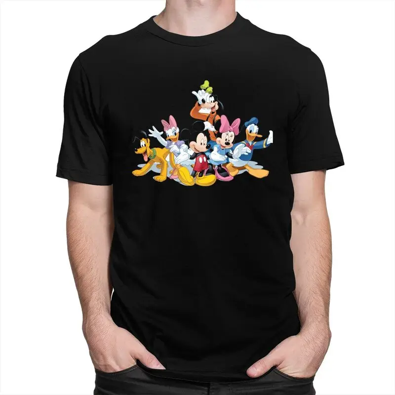 Funny Mickey Mouse Minnie Collage T Shirts Men Short Sleeved T-shirt Summer Tee Tops Cotton Oversized Tshirts Gift