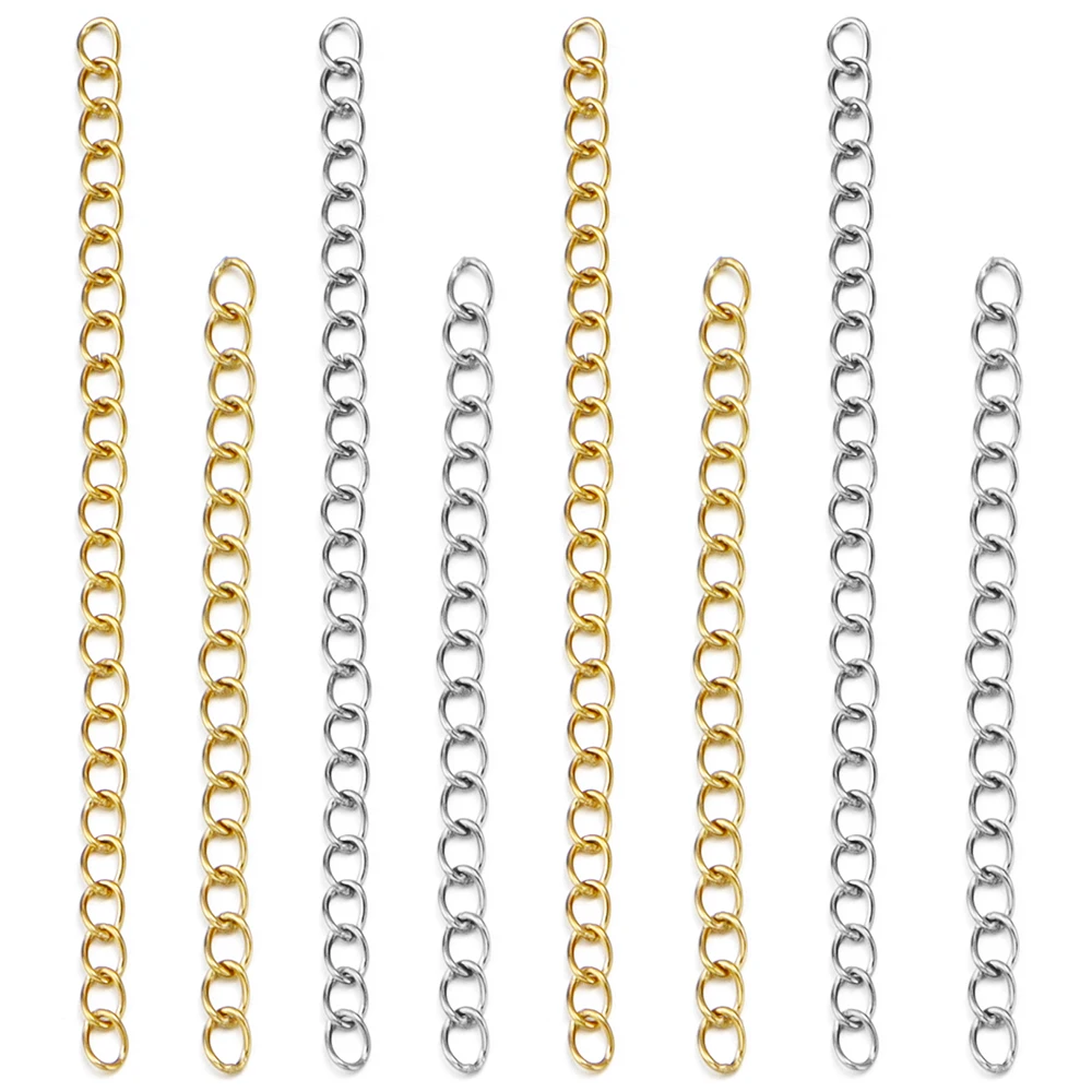 20/40 Stück 50 70 mm Edelstahl-Verlängerungskette für Halsketten, Armbänder, verlängerte Schwanzketten für DIY-Schmuckherstellungszubehör