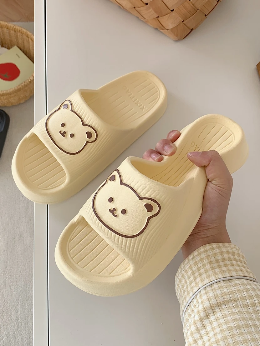 

Women Slippers Cute Little Bear Couple, Fashionable Home Slipper EVA Sandals, Summer Thick Sole Slip On Slipper