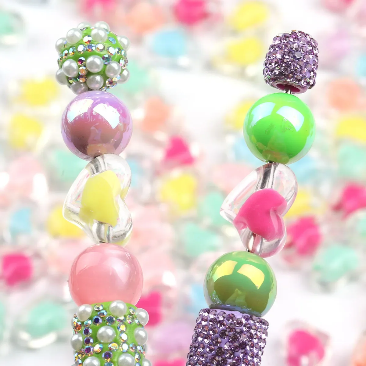 50g/150g Random Color Acrylic Double‑Layer Heart Beads 15*20mm Outer Loose Beads For DIY Necklace Earring Jewelry Making