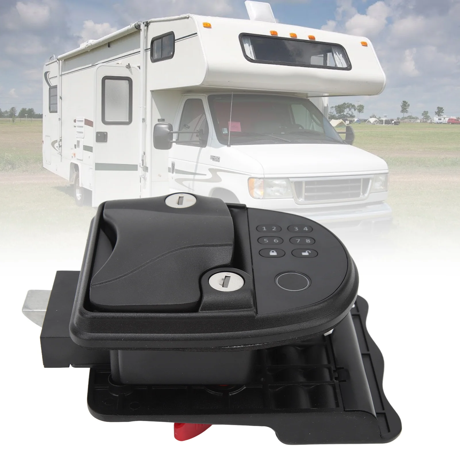 RV دخول بدون مفتاح لوحة المفاتيح التحكم عن بعد الباب قفل رقمي مزلاج مقبض ديدبولت مجموعة ل المعسكر 5th عجلة مقطورة #3