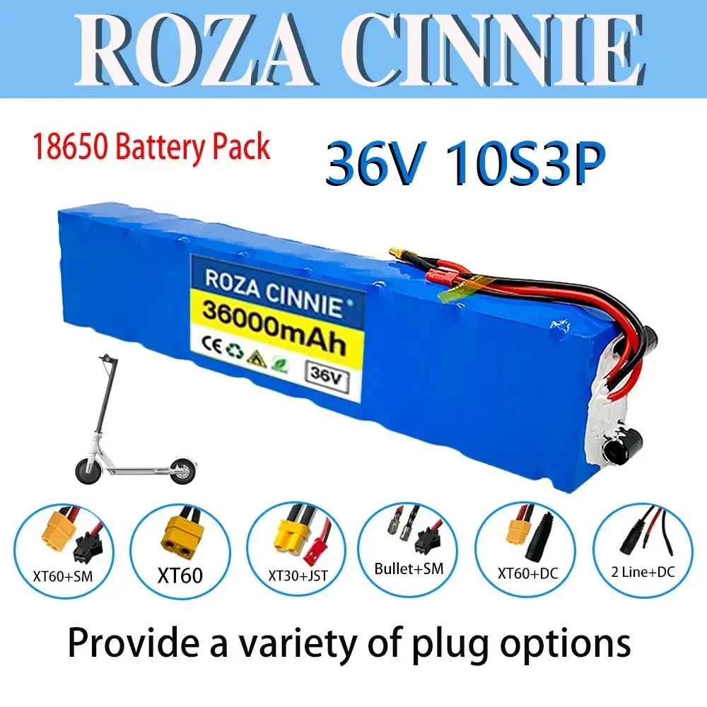 CESELEC panel lithium battery, same port, 42V mobile power supply, with BMS, suitable for Xiaomi M365, 36V, 36AH, 10S3P, 500W