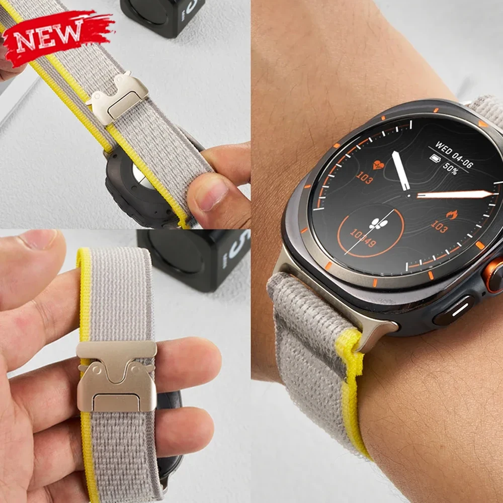 Pop Nylon Strap For Samsung Galaxy Ultra 47mm Sport Trail Loop Band Bracelet For Galaxy Watch Ultra 47mm Parachute Buckle Wristb