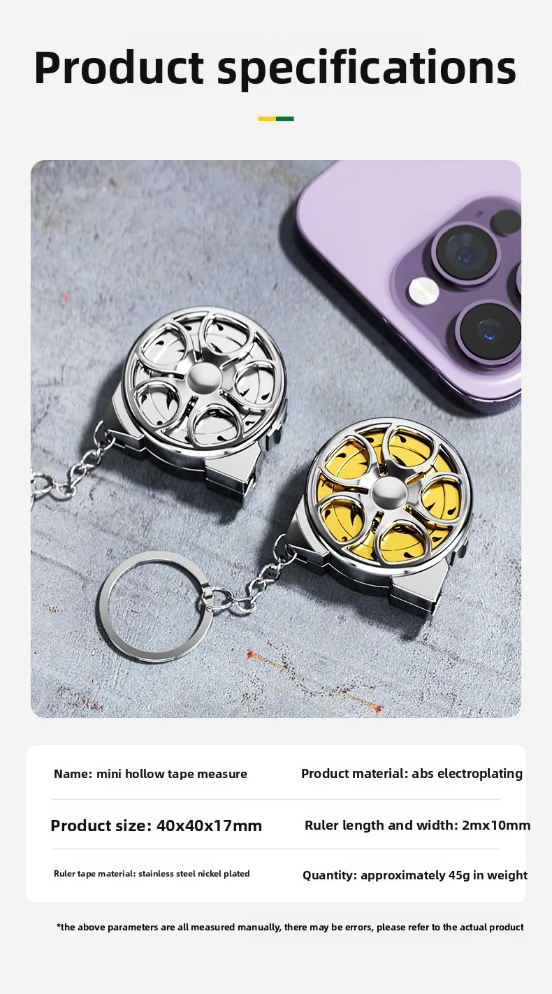 Mini 2m Stainless Steel Keychain Tape Measure Household Customized
