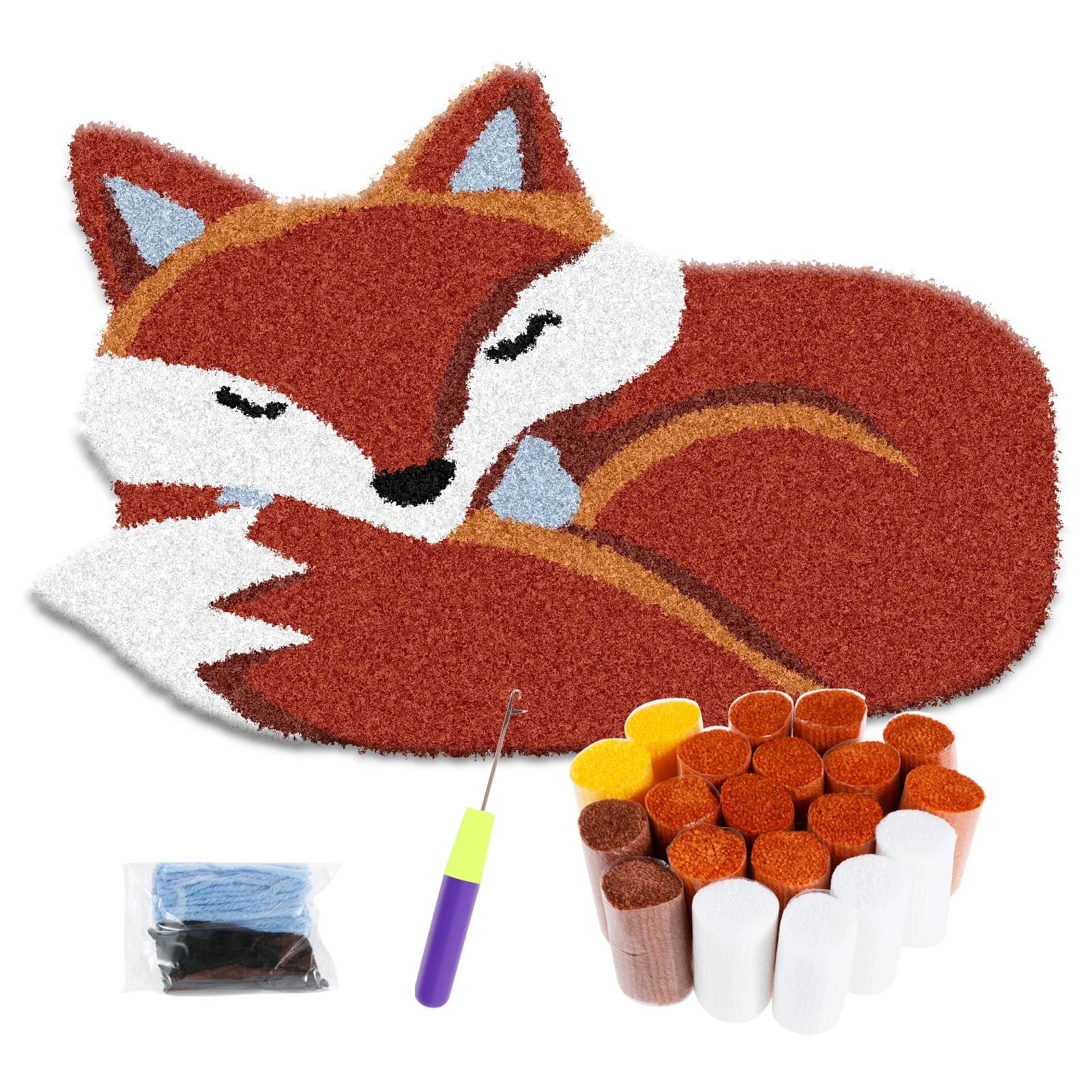 

Latch Hook Rug Kit DIY Latch Hook Kit Fox Pattern Latch Hook Rug Practical Hook Rug Kits for Kids Adults Handmade Lovers