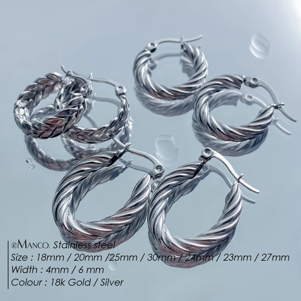 EMANCO Stainless Steel Hoop Earrings Vintage Style Twisted Wear Versatile Fashion Earring Jewelry 48-Hour Shipping Factory
