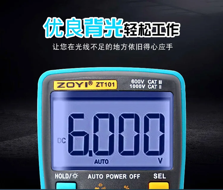 

6000 Counts ZOYI ZT101 Handheld Digital Multimeter Household Electrician Testing Tool