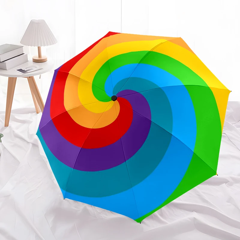 Colorful Geometric Umbrella Automatic Open/close, Sturdy Iron Frame & 8-Rib Structure, Umbrella for Women & Men, Christmas Gift
