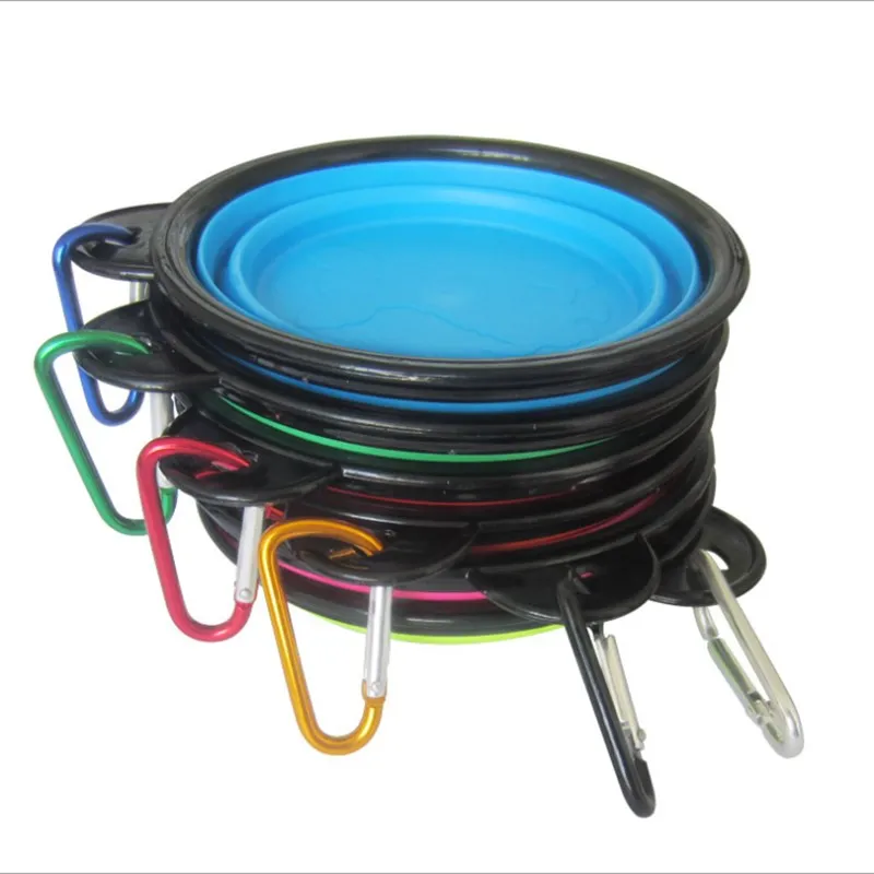 Pet dog cat feeding water folding bowl with buckle pet outdoor portable utensils universal equipment 1pcs