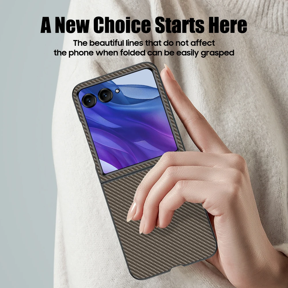 For Motorola Razr 50 Phone Case Fiber Pattern Leather Anti-Fall Ultra-Thin Leather Case For Razr 50 Ultra Protective Case
