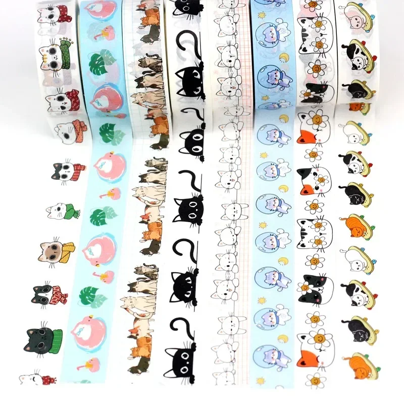 2023 NEW 1X 10M Decorative Kawaii Lovely Cat Washi Tape Set for Scrapbooking Journaling Adhesive Masking Tape Cute Stationery