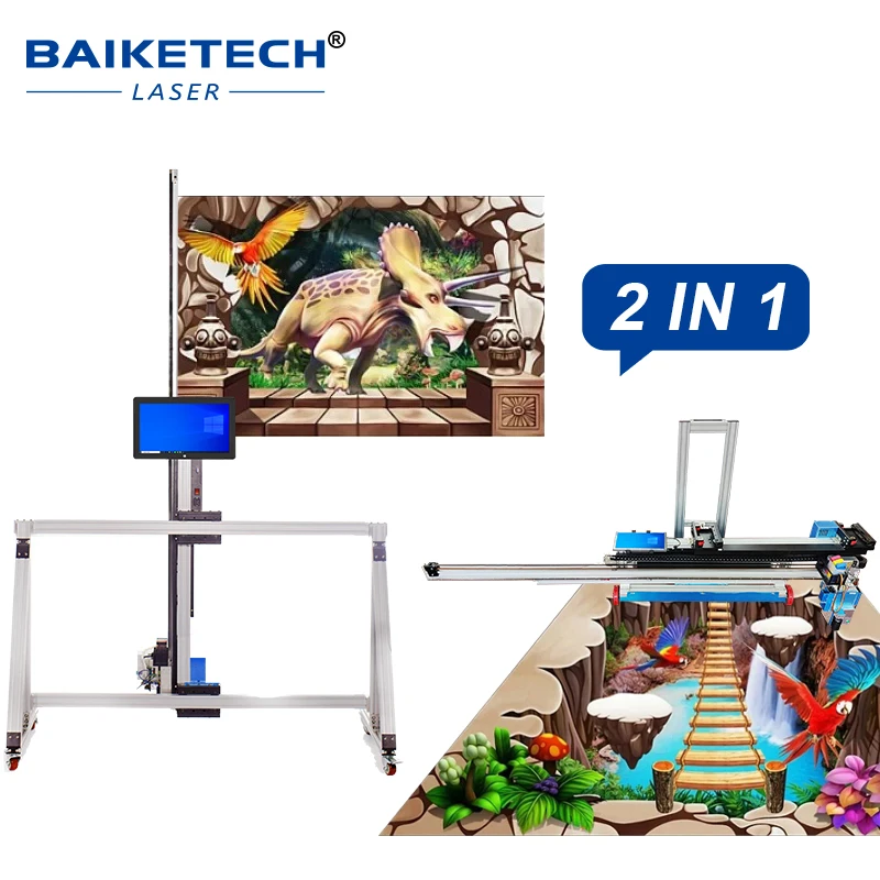 طابعة TH-TW32A 2 في 1 AI للحوائط والأرضيات، عملية ذكية عالية الدقة لتزيين المنزل