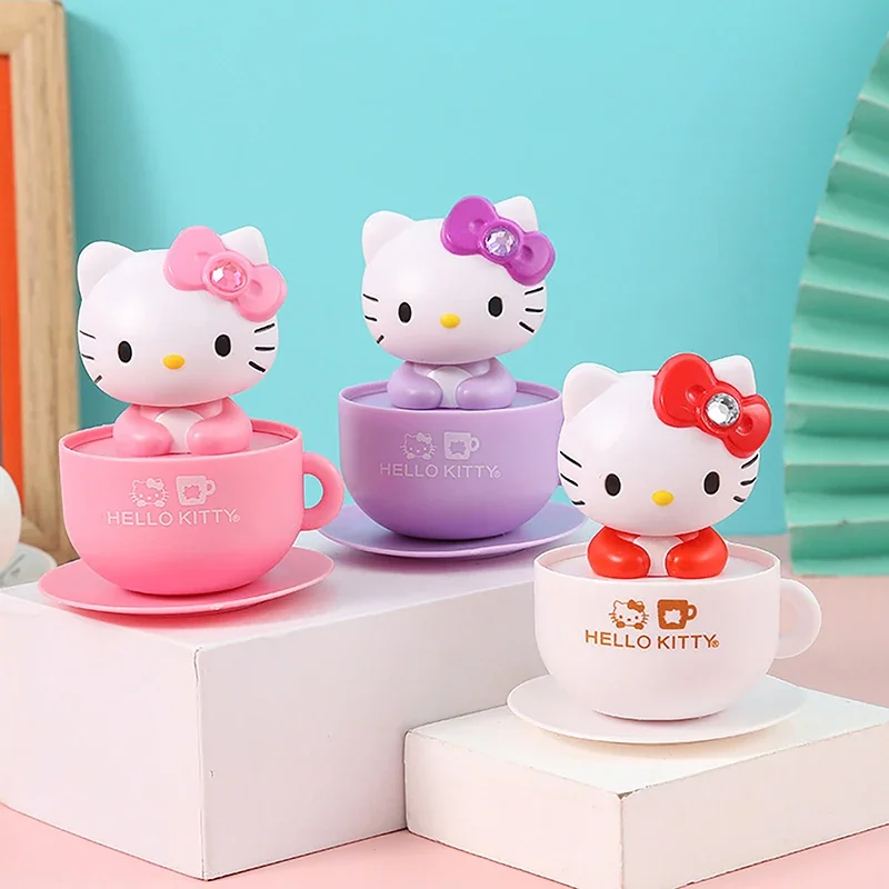 Sanrio Cute Anime Hello Kitty Sun Bobblehead Car Center Console Decoration Desk Decoration Stitch Cartoon Action Figure Model