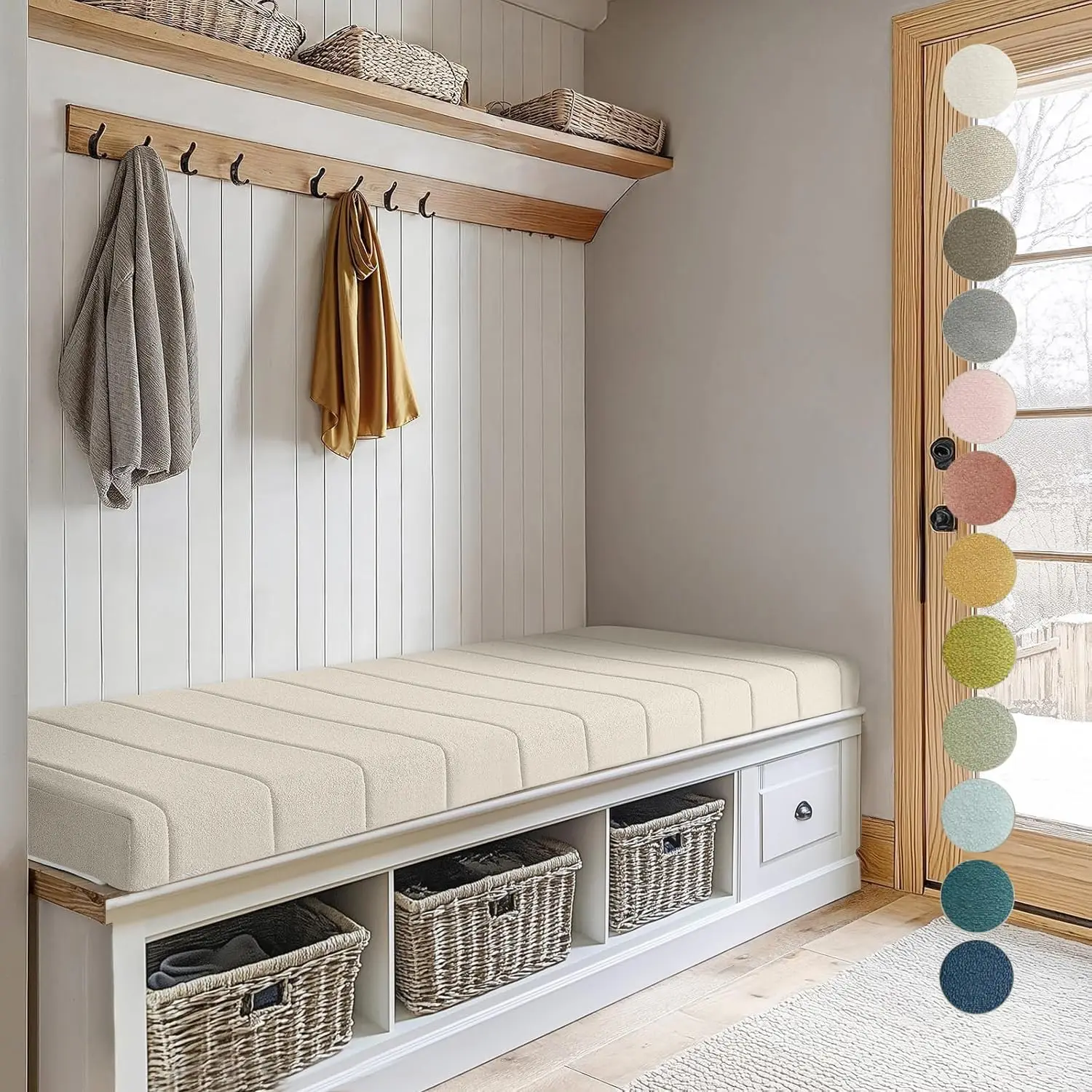 Custom Long Bench Cushions Teddy Bay Window Waterproof Chair Seat Long Mattress Padding Seat Pad Decorative Pads Garden Swings