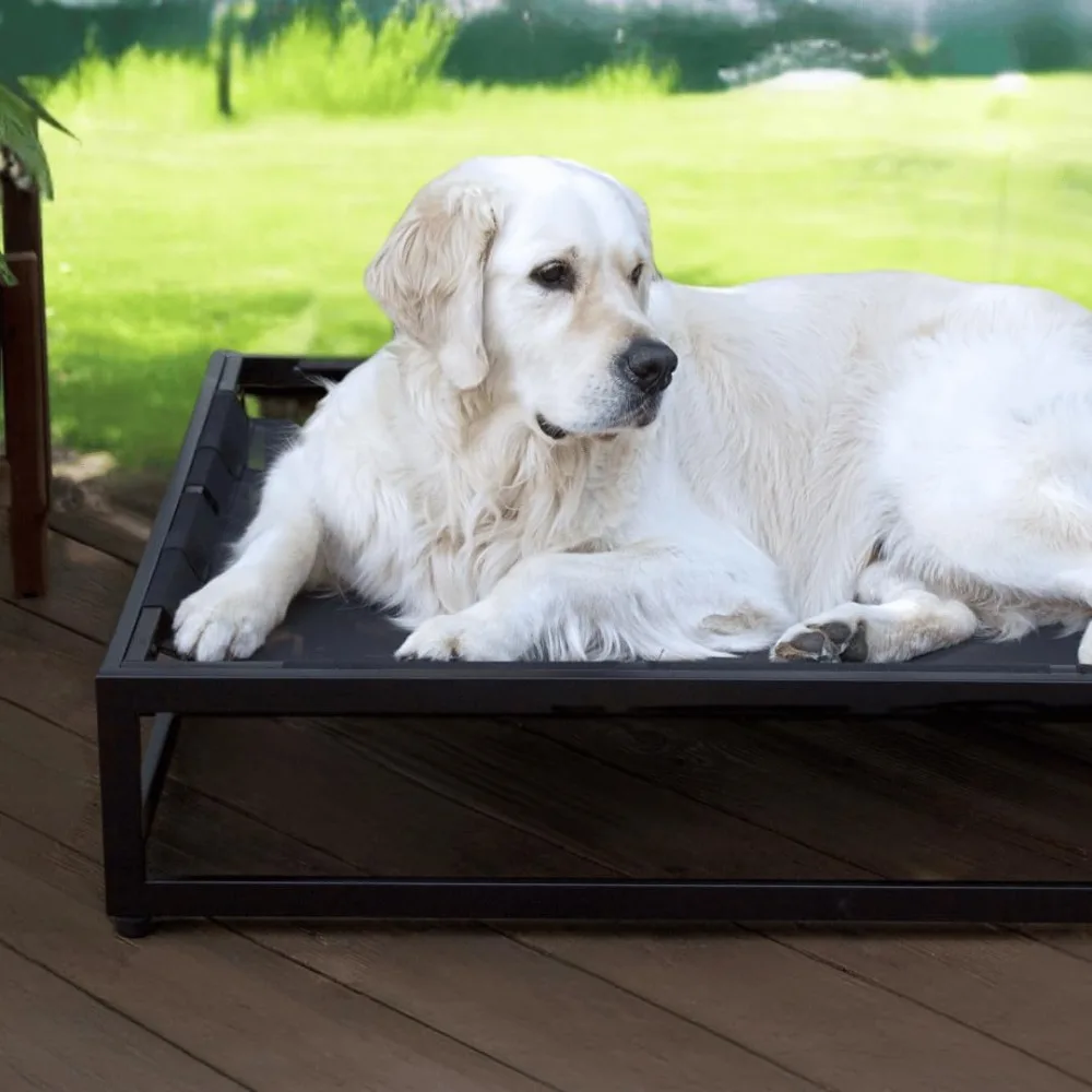 سرير كلب مرتفع فاخر من FUZI، سرير أليف مرتفع للاستخدام الداخلي والخارجي، مقاوم للمضغ ومتين، تصميم مسامي للراحة #2