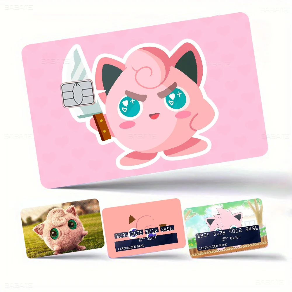 Amine--Jigglypuff Credit Card Skin Stickers No Adhesive Residue Water Proof For VISA Credit Card Subway Access Card