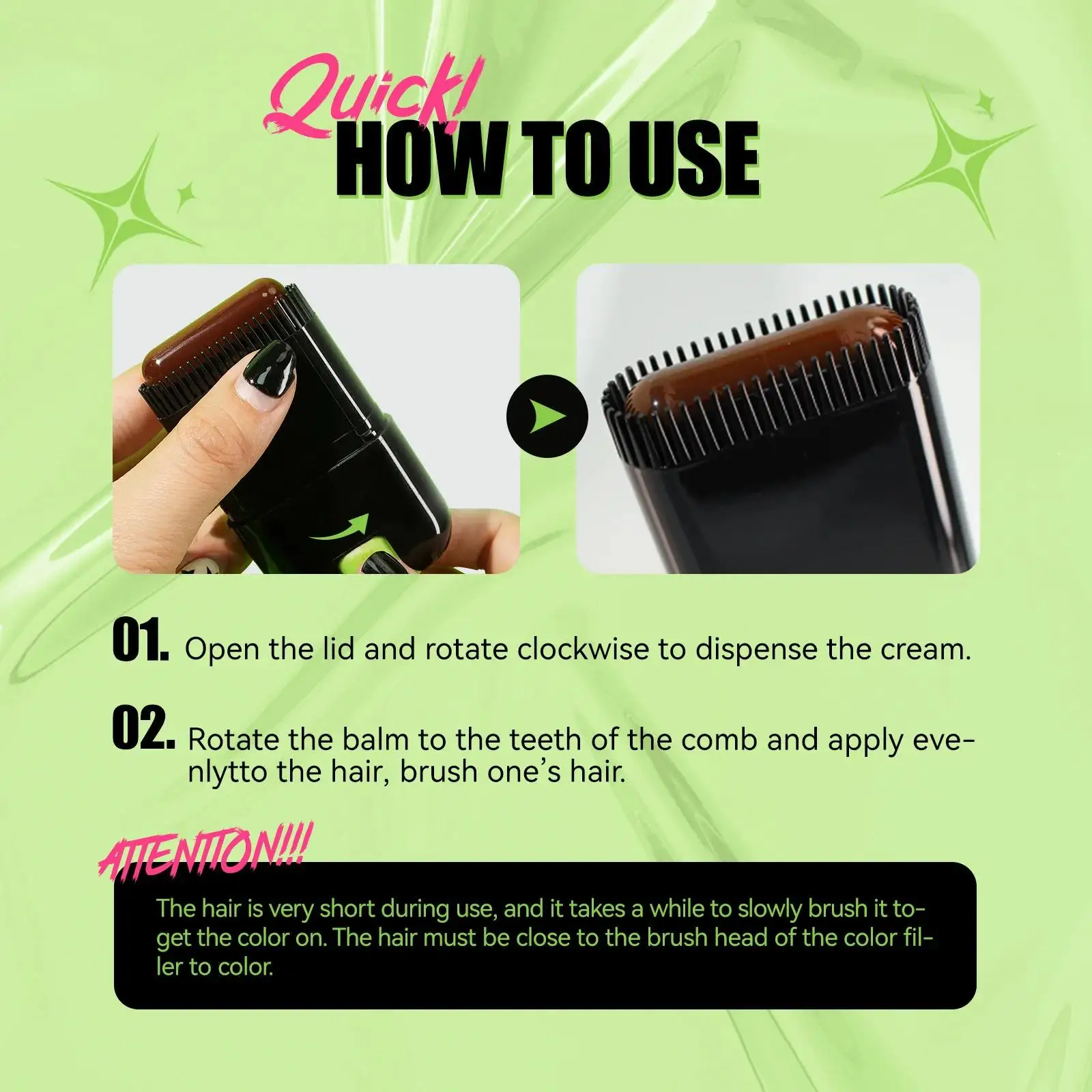 قلم صبغ الشعر غير يتلاشى، سهل الاستخدام، مشط للاستعمال مرة واحدة، رمادي أسود، لون طبيعي، تغطية دائمة، تلوين الشعر