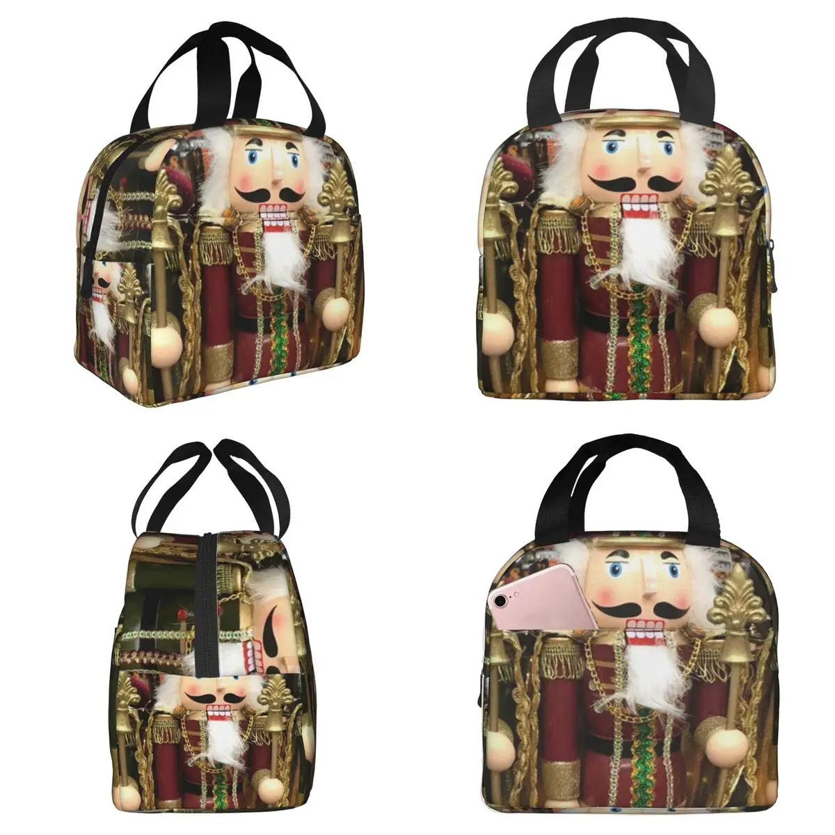 Christmas Nutcracker Trio Insulated Lunch Bag for Kids School Cooler Thermal Food Box Tote Portable Lunch Boxes Container