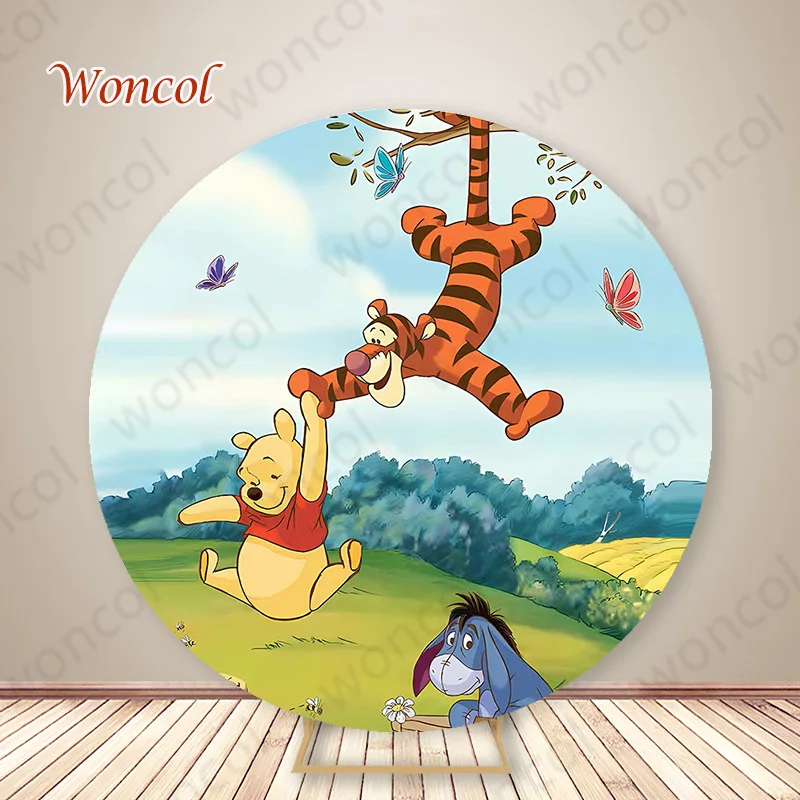 Pooh Tigger Eeyore Backdrop 1st Kids Birthday Backdrop Winnie The Pooh Cylinder Cover Winnie The Pooh Baby Shower Photocall Prop