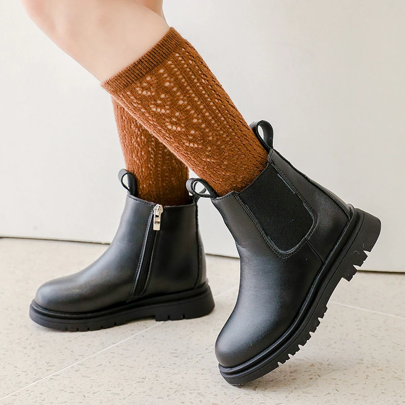 

Autumn/Winter New Sweetheart Baby Comfortable and Cute Thick Bottom Mid Top Boots Fashion Girls Round Head Sports Knight Boots