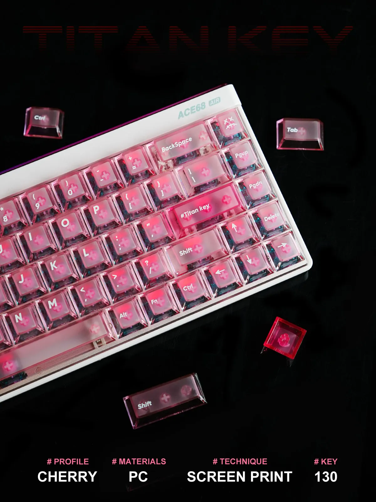 TITANNATION Fog Penetration PC Keycaps Double Spelling And Contrast Keyboard Keycaps Light Transmission For PC Accessories Gifts