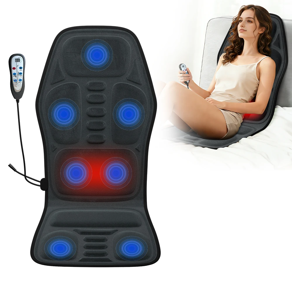 Rückenmassagegerät mit Wärmefunktion, Massage-Sitzauflage für Schulter und Rücken, Tiefengewebe-Vibrationskissen zur Körperentspannung, Beste Geschenke