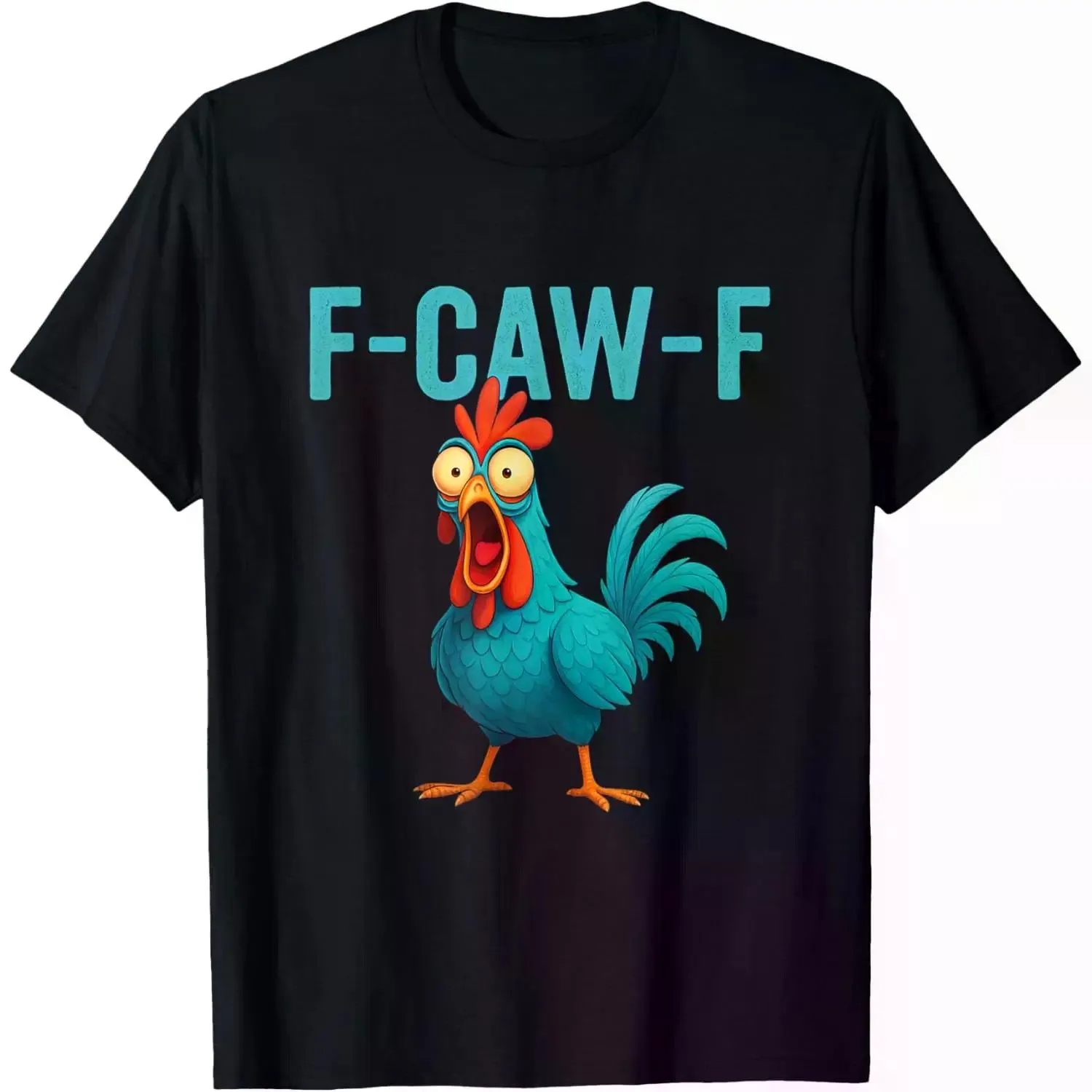 100% 'S Classic Soft Cotton Short-Sleeve Round Neck Casual T- - F-CAW-F Funny Rooster Farm Animal Humor Print, Lightweight Breathable Fabric, Relaxed Fit, Reinforced Seams, Tops Bird Lovers Golf Gift T-Shirt For Men And Women