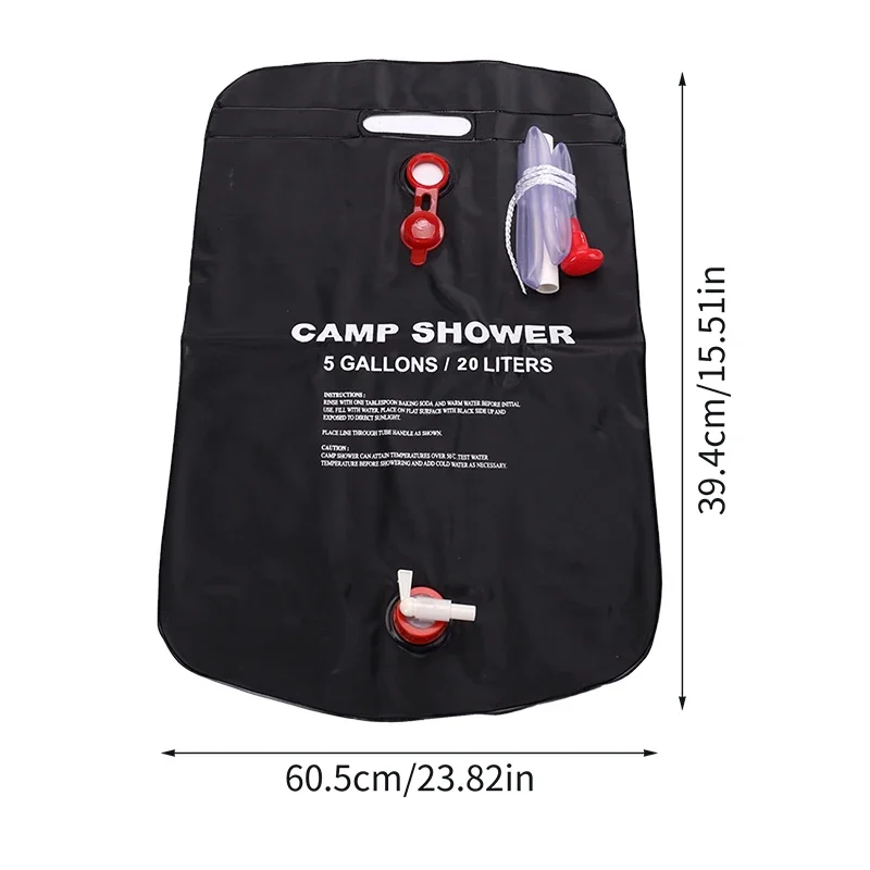 Imagem -06 - Bolsa de Água Dobrável do Banho de Acampamento ao ar Livre Sun Compact Heated Shower Bags Esfregando Acessórios para Piscina Solar 20l