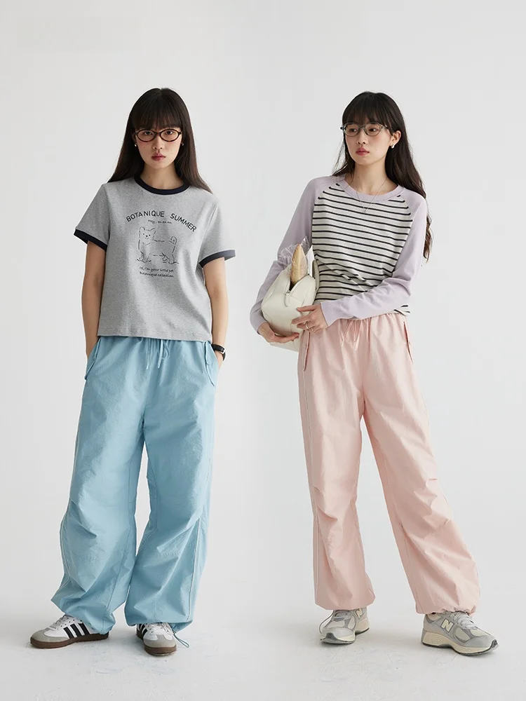 

Botanique Faionable Spor Sle Texture Paper Umbrella Soldier Long Pants Women's Casual Trousers Cotton Nylon Blend