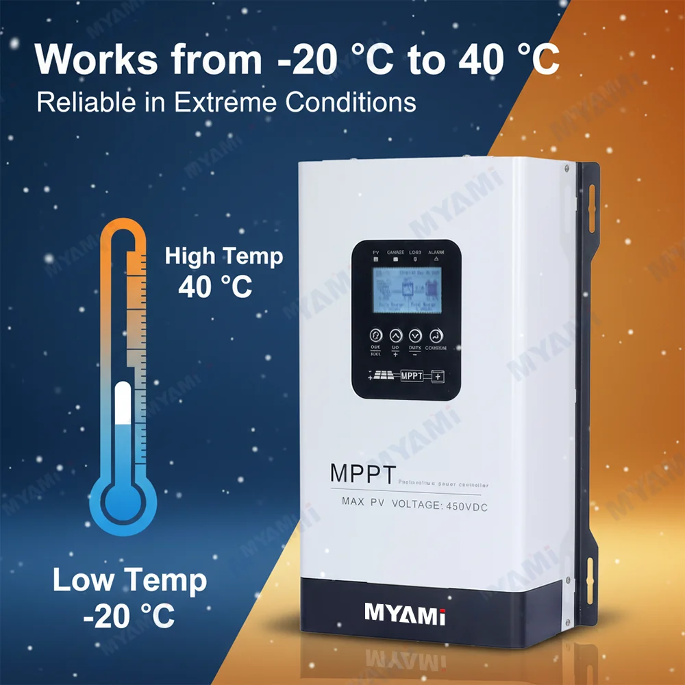 MYAMi New Arrival 450V 200A MPPT Solar Charge Controller Adjustable 24V-192V Lead-acid and Lithium Batteries for Solar System