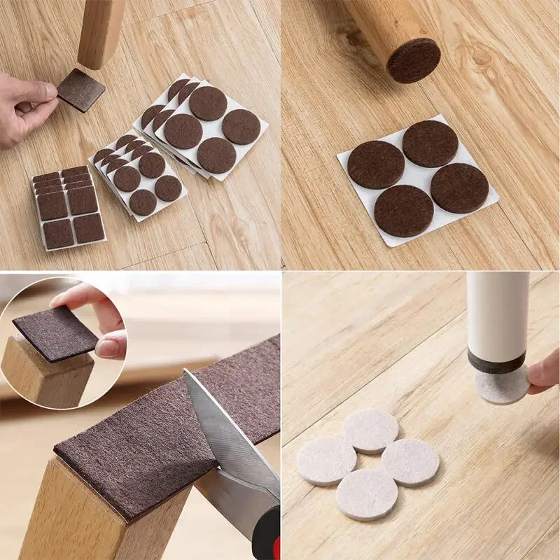 16 Styles Felt Furniture Pads 5-120Pcs Self-Stick Chair Leg Covers,Thickened Anti-Slip Floor Protectors for Tables Chairs Cabine
