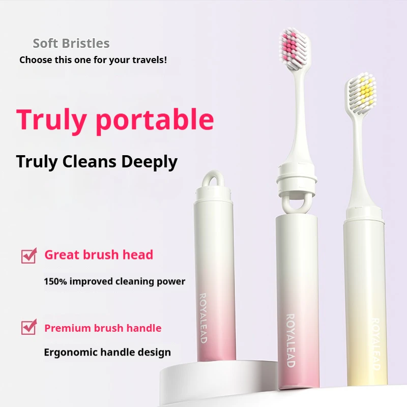 4/2 Pieces in Random Colors, Foldable Travel Toothbrush, Adult Wide-Head Portable Lipstick-Style Toothbrush, High-Grade Fine Soft Bristles, Making Travel More Convenient and Comfortable