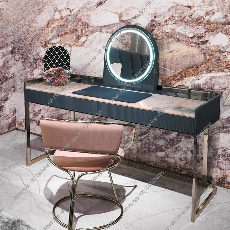

Light luxury dressing table, natural marble dressing table, household luxury stone designer high-end customized dressing table