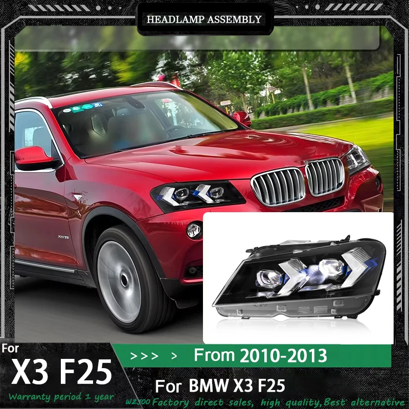

Фара для BMW X3 F25, светодиодная, 2010-2013 гг., обновление с DRL, поворотником, дальним светом и проектором Angel Eye