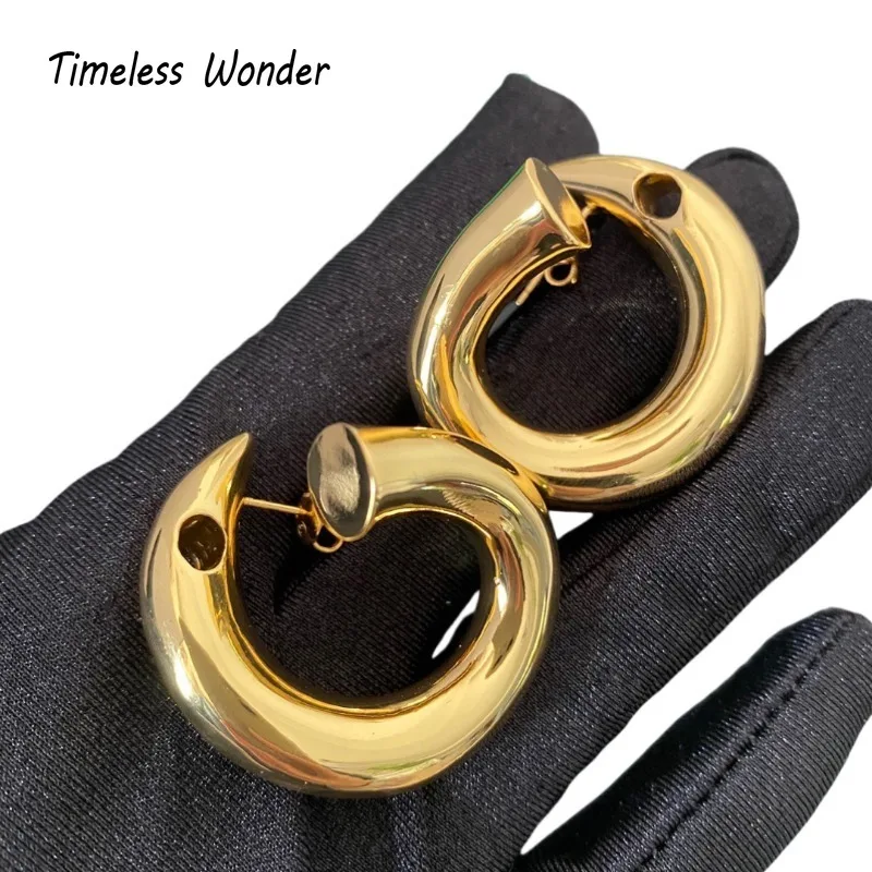 Timeless Wonder Brass Geo Swirl Stud Earrings for Women Designer Jewelry Runway Goth Punk Luxury Rare Gift Trendy 5152