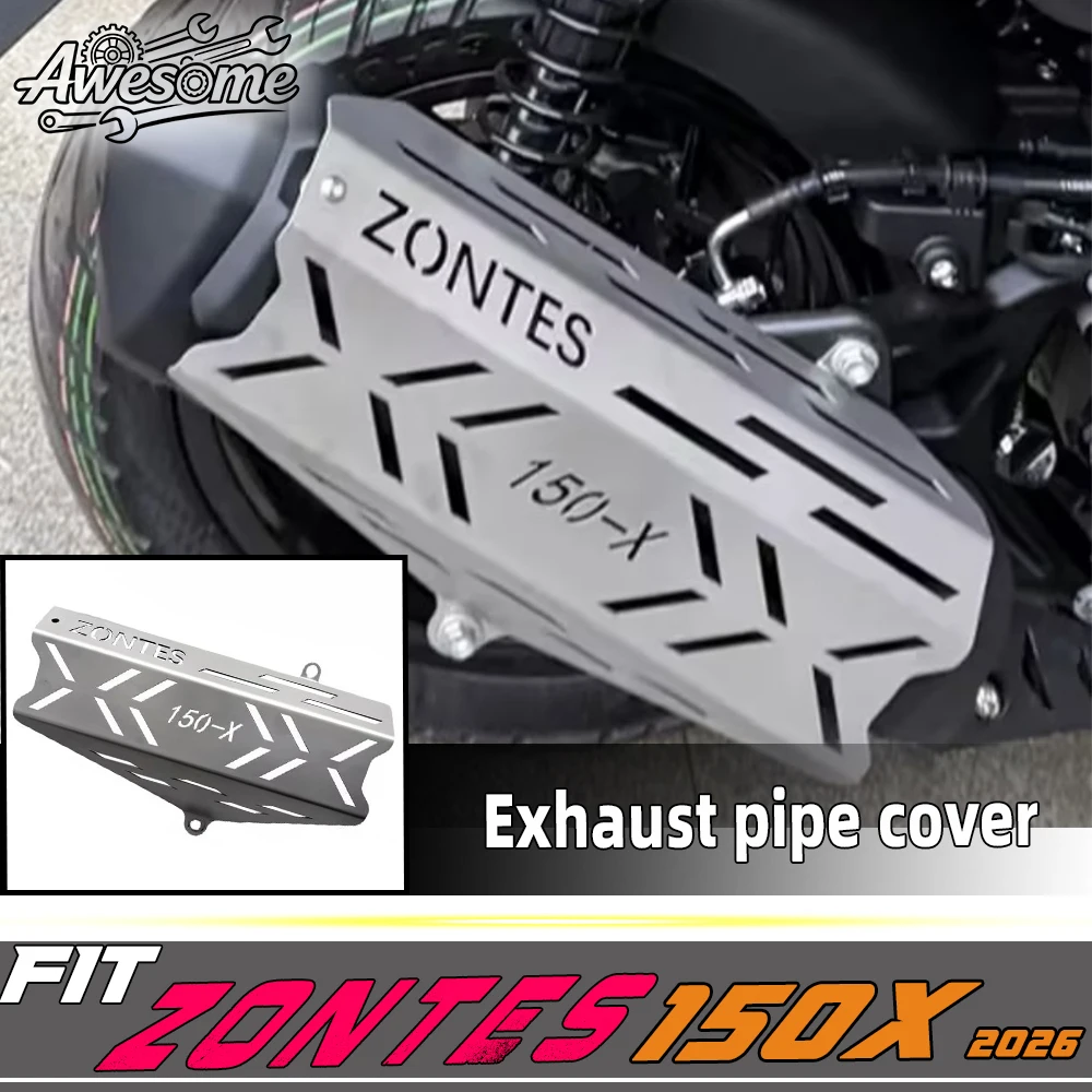 Black And Silver Heat Insulation Anti-Scald Exhaust Protective Shield Fit For 2026 ZONTES 150X