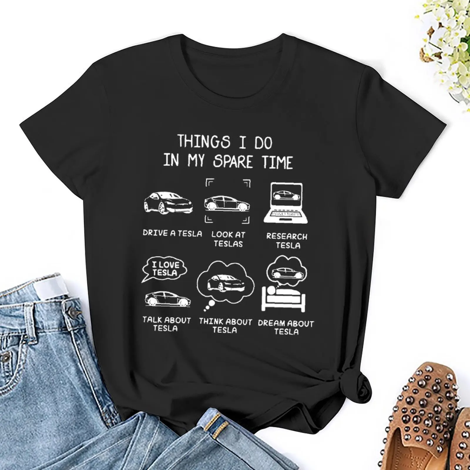 Things I Do In My Spare Time Tees Casual Graphic T-shirt Fresh  Move  Novelty Aactivity Competition