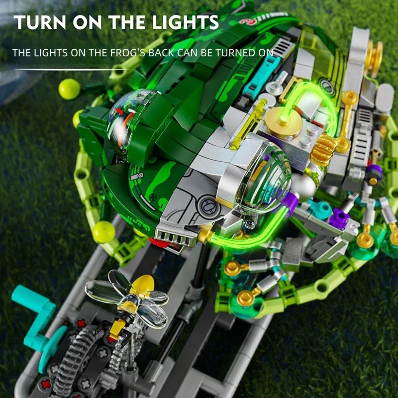 898 Uds nuevo juego de construcción de rana mecánica insectos animales modelo de bloques de construcción Motor de potencia regalo para chico regalos de cumpleaños de Navidad