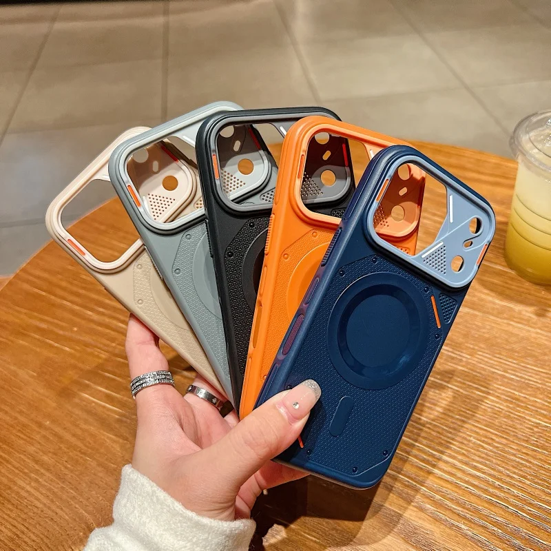 Nueva Funda Magnética de Lujo con Refrigeración para iPhone 17 16 15 14 Plus 13 12 Pro Max, Compatible con Carga MagSafe, Antigolpes