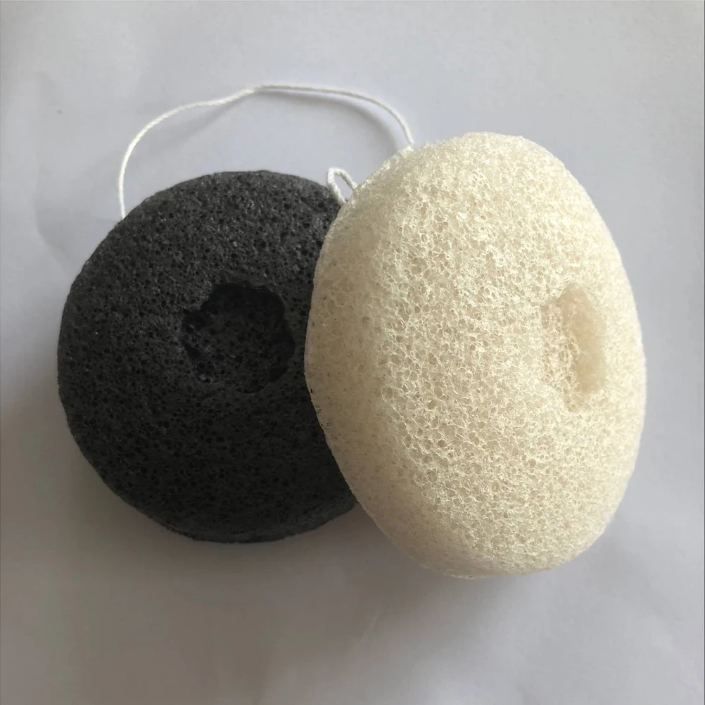 

Bamboo Charcoal Facial Sponge for Cleansing Skin Pores Removing Oil Brightening Tone Make Up Sponges Beige Body Exfoliator