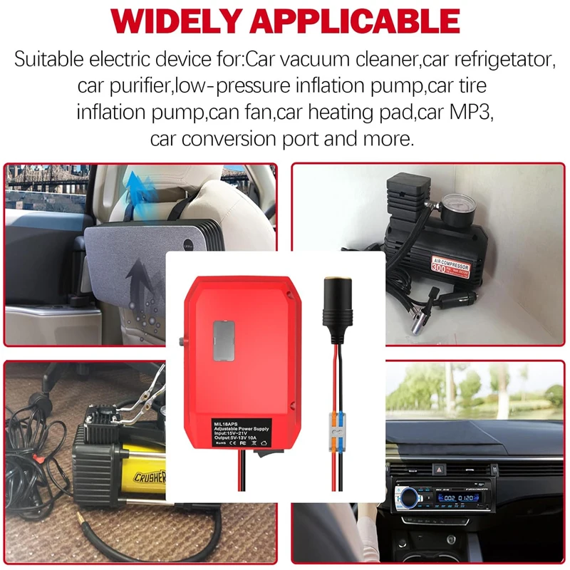 

Для литий-ионной батареи Milwaukee 18 В, понижающий выходной преобразователь мощности от 18 до 12 В с гнездом прикуривателя для автомобильных холодильников