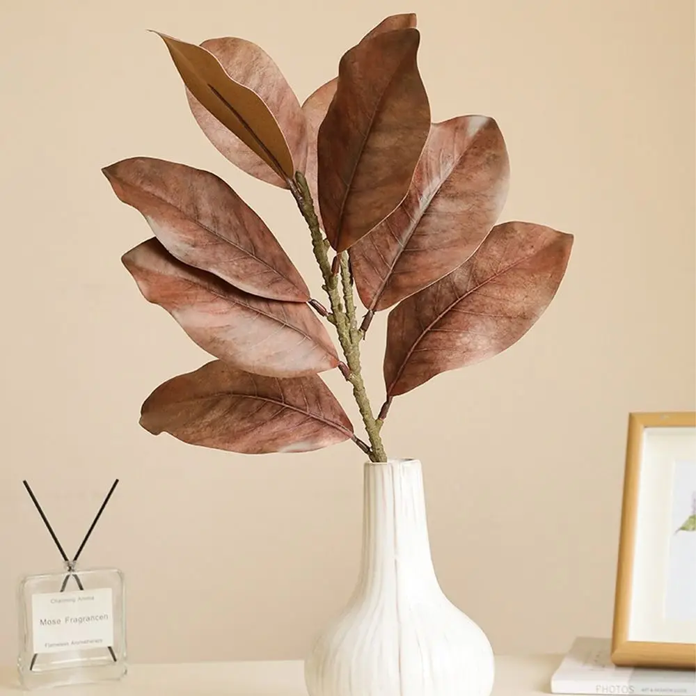 

57cm Artificial Magnolia Leaf Branches Lifelike Floral Art Fake Magnolia Plant Real Touch Handmade Simulated Green Plants