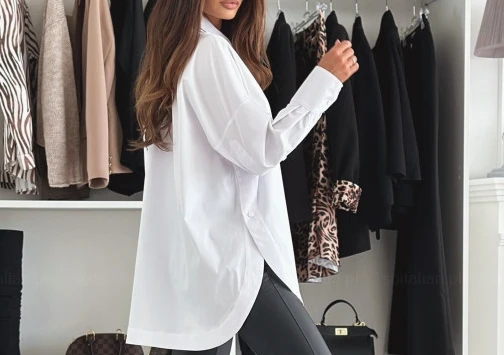 Women's fashionable casual versatile shirt, 2024 autumn solid color split long sleeved shirt, shipped within 48 hours