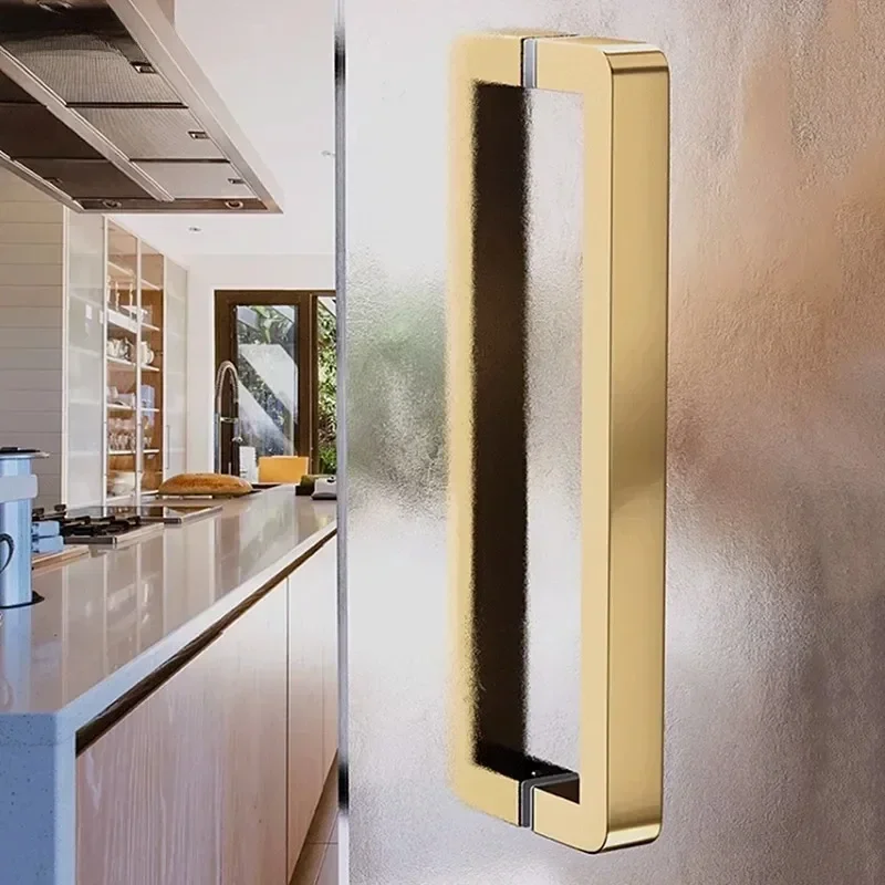 

1Pair Glass Door Handle Stainless Steel Square Tube Pulls Brushed Thickened Sliding Barn Door Knobs Kitchen Bathroom Accessories